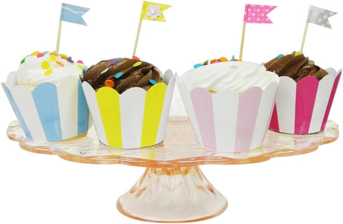 AllyDrew Standard Size Striped Cupcake Wrappers (Set of 20), Yellow...
