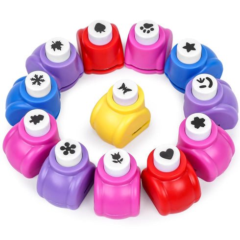 LOVEINUSA 12PCS Punch Craft Set, Hole Punch Shapes Paper Punches Scrapbooking Supplies for Kids Crafting...