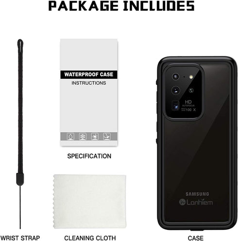 Lanhiem Galaxy S20 Ultra Case, Built-in Screen Protector IP68 Waterproof Dustproof Case, Full Body Heavy Duty Shockproof Protective Cover for Sams...