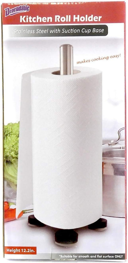 Stainless Steel Suction Cup Paper Towel Holder Kitchen Bathroom Spare Toilet Paper Holder with Nonslip Stable Super Suction Grip Base Countertop (...