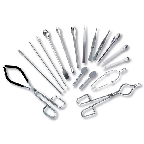 Scientific Lab Tools Pack for Basic Starter, Chemistry Set - Crucible Tongs Lab Spatula Scoop U-Shape Spoon Test Tube Clamps Stainless Steel Force...