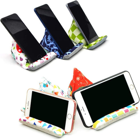 Fabric Phone Stands, Phone Pillow Holder for iPhone X iPhone 13, Handmade Phone Bean Bag Cushion for Desk (Colorful)...