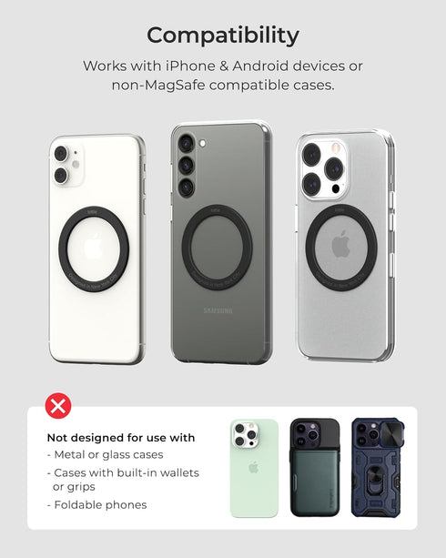 iOttie Universal MagSafe Ring Adapter for Android (2 Pack). Magnetic Adapter Ring Compatible with MagSafe Accessories & Wireless Chargers, Adhesiv...