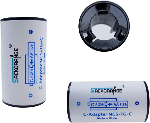 10 Pack AA to C Size Battery Spacer Converter Case, Sackorange C Size Battery Adapter Spacers Case for Rechargeable Battery...