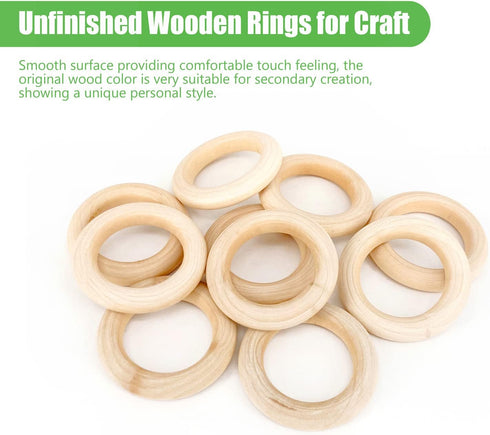 20PCS Natural Wood Rings for Crafts, Macrame Rings for DIY, Wooden Rings Without Paint, Pendant Connectors 55mm/2.2inch...