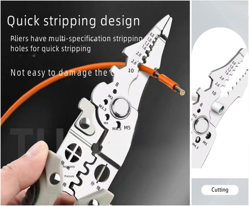 2024 New Multifunctional Wire Stripper Crimper Cable Cutter Pliers, Professional Electrical Wire Stripping Tool, Multipurpose Wire Stripper for El...