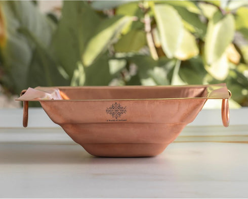 Indian Art Villa Copper Yagya Hawan Kund, Poojan Purpose, Indian Cultural Religious Item (9.1 Inch)...