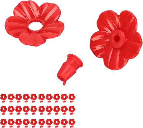 30 Pieces Hummingbird Feeder Replacement Flowers, Bird Feeder Replacement Parts, for Outdoors Hummingbird Feeder Hanging Feeder(Red)...