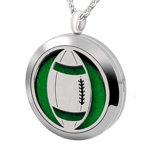 Essential Oil Diffuser Necklace, Hypoallergenic Stainless Steel Aromatherapy American Football Locket Pendant Jewelry Sets Birthday Christmas Moth...