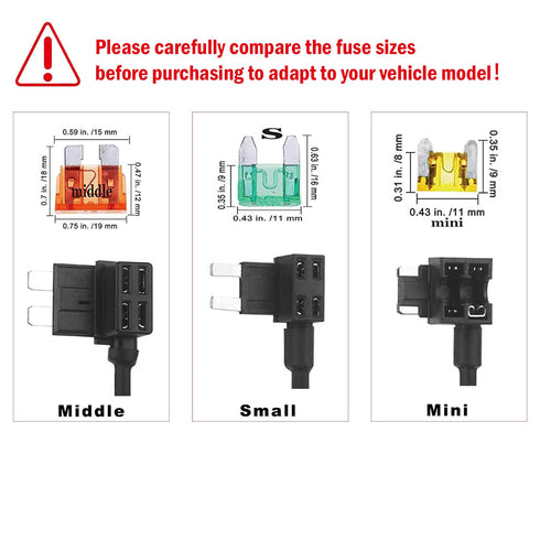 Car Cigarette Lighter,Jtron 1set 1m Car Cigarette Lighter Adapter Add-a-Circuit TAP Adapter Lead 1.0mm (18WAG) Cable with 12V Fuse Holder for Micr...