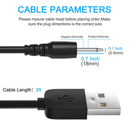 DC Charging Cable 2.5mm,USB Charger Cord 2.5mm,Fast Durable Original Replacement Power Adapter USB to 2.5mm DC Charging Cable 3FT......