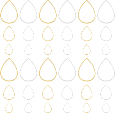 PH PandaHall 300pcs Drop Open Bezels for Resin 3 Sizes Earrings Beading Hoop Linking Rings Teardrop Connectors Charms Links Frames for Clay Earrin...