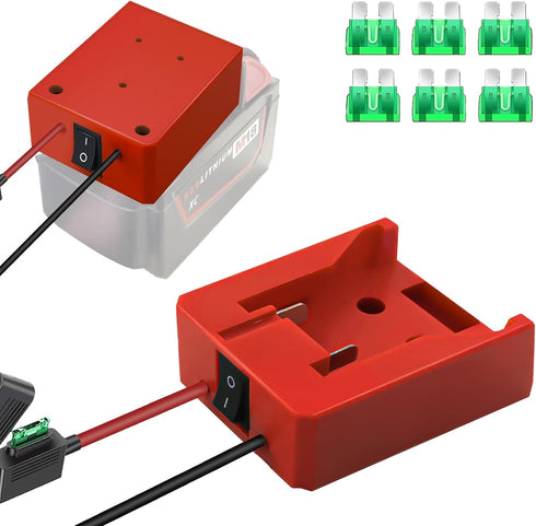 2 Packs Power Wheels Adapter for Milwaukee M18 18V Battery with Fuse & Wire terminals & 12 Gauge Wire, Good Power Convertor for DIY Ride On Truck,...