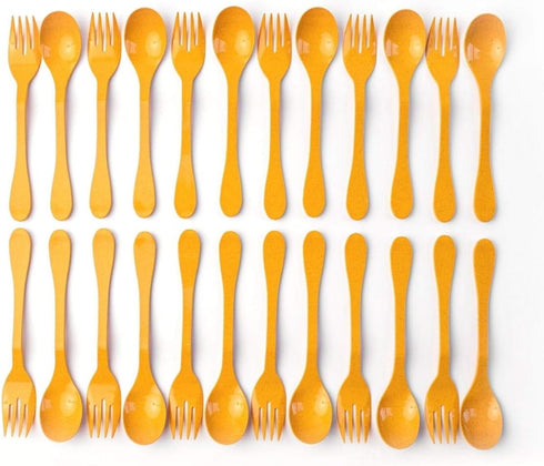 Knork Eco Plant Based 24 Pack Reusable Bamboo Flatware Set (Orange)...