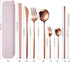 AARAINBOW 8 Pieces Stainless Steel Flatware Set Portable Reusable Cutlery Set Travel Utensils Set Including Chopsticks Knife Fork Spoon Straws Cle...