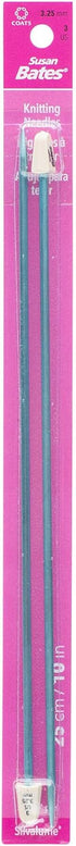 Susan Bates 10-Inch Silvalume Single Point Knitting Needle, 3.25mm, Blue......