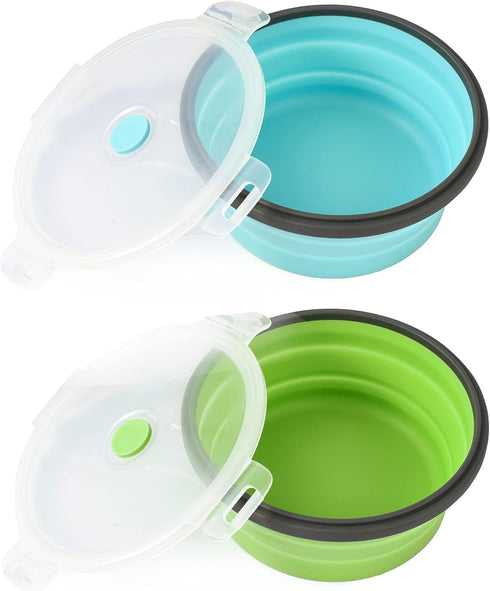 Large Collapsible Dog Bowls, 2 Pack 40 OZ Travel Dog Bowls with lids for Large Dogs, Foldable Silicone Dog Water Food Bowl, Lightweight Sturdy Lea...