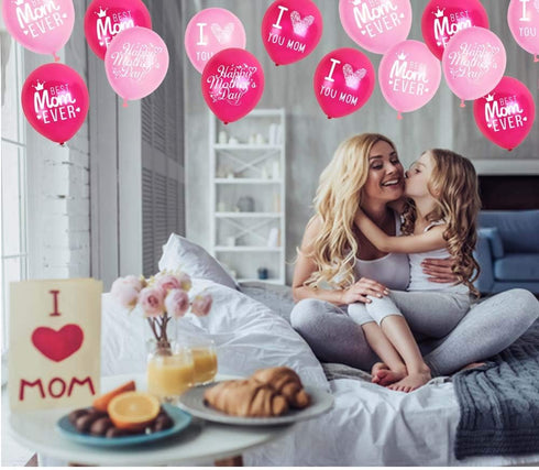 Happy Mother's Day Balloons Party Decorations Supplies - 48PCS Latex 12inch Mothers Day Party Supplies - Best Mom Ever Party Decorations...