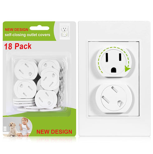Outlet Covers (18 Pack) Outlet Plug Covers Self-Closing Design Swivel Child Proof Outlet Covers Durable ABS Plastic 3-Prong Electrical Outlet Prot...