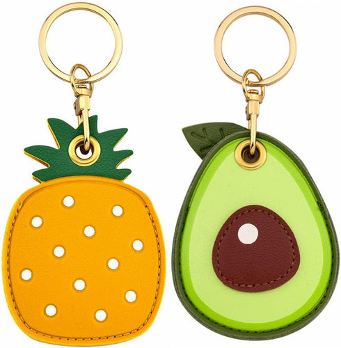 2 Pack 3in1 Cartoon Protective Case for Airtag Cover Samsung Galaxy SmartTag Cases Tile Keychain (1 Avocado & 1 Pineapple)...