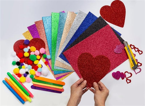 Time 4 Craft Glitter Paper - Sparkle up Your Creations with 11.8" x 8.3" Red Color 235g Sheets, Ideal for DIY Crafts and Art Projects, 12 pcs...