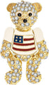 MADISON TYLER American Flag Gold Brooch for Women Girl | 4th of July Classial Bear Crystal Brooches Pin | Patriotic Independence Day Jewelry...