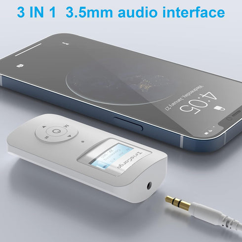 Bluetooth 5.0 Transmitter and Receiver 3 in 1, Dual Pairing Bluetooth Audio Transmitter Receiver Wireless Adapter with LCD Display 3.5mm AUX Stere...
