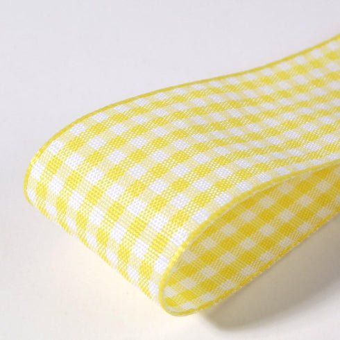 NOYI TRAXD Gingham Ribbon 25 Yard Each Roll 100% Polyester Woven Edge (1-Inch, Yellow)...