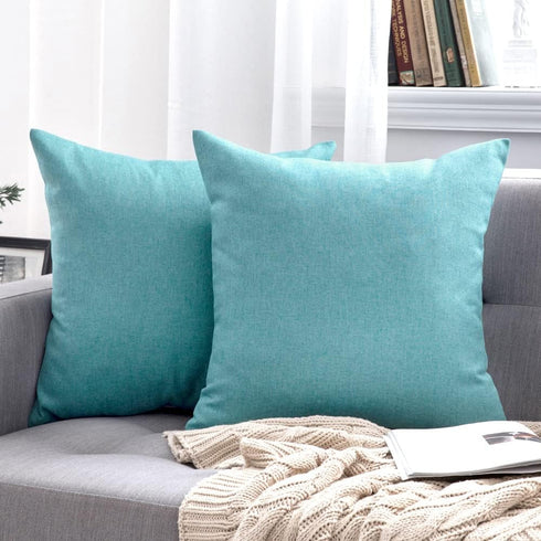 MIULEE Pack of 2 Decorative Outdoor Solid Waterproof Throw Pillow Covers Faux Linen Garden Farmhouse Coastal Cushion Cases for Summer Patio Tent B...