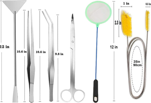 7 in 1 Aquarium Aquascaping Tools Kits,Stainless Steel Aquarium Plant Tools Tweezers Scissors Scrapers for Aquarium Tank Clean Fish Tank Aquascape...