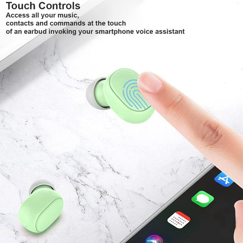 Fully Wireless Bluetooth 5.0 Rechargeable iPX4 Water & Sweat Proof Earbud Headphones w Microphone, Touch Controls, Smart LCD Charging Case, 3D Ste...