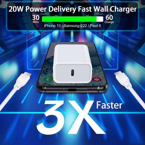 Fast USB C Wall Charger,20W PD Power Adapter Charging Block Compatible with iPhone 16 Pro Max Plus 15 14 13 12 11,SE/X/XS,iPad Pro,Samsung Galaxy ...