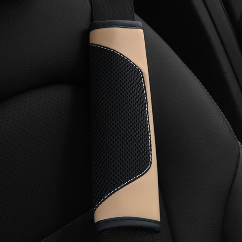 Car Seat Belt Pads Cover, 2 Pack Leather Mesh Universal Seatbelt Shoulder Strap Protector, Soft Harness Pad Safety Belt Cover for Comfortable Driv...