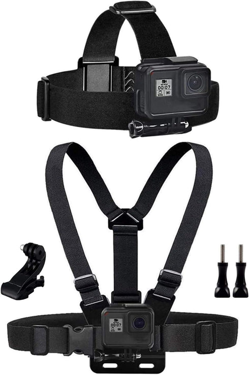 Chest Mount Harness Chesty Vest Head Mount Strap for Action Camera Compatible with GoPro Hero 11,10,9,8,Max,Go Pro Hero 7,6, 5,4, Session,3+,3,Her...