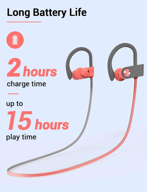 Stiive Bluetooth Headphones, Wireless Sports Earbuds IPX7 Waterproof with Mic, Stereo Sweatproof in-Ear Earphones, Noise Cancelling Headsets for G...