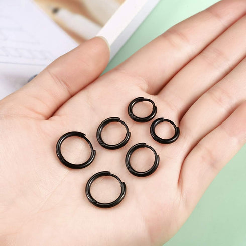 Surgical Stainless Steel Hoop Earrings 8mm/10mm/12mm Small Huggie Hoop Earrings for Women and Men...