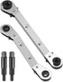 HVAC Service Wrench, Refrigeration Wrench Set 3/8" 5/16" 3/16" 1/4" Ratchet Curved Wrench Tool with 2 Hex Bit Adapter Kit UIInosoo for Air Conditi...