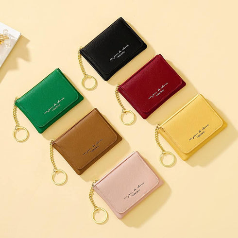 Coin Purse Mini Pouch Case Womens Change Wallet Keychain Zipper Pocket with Front Card Holder Organizer Fashion Slim Wallets (Red)...