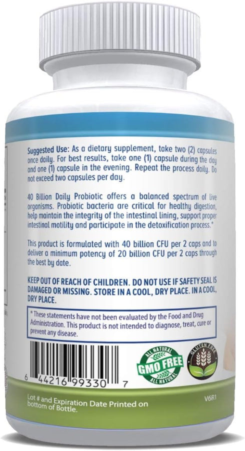 Daily Probiotic 40 Billion CFU MakTrek Bi-Pass Technology Digestion Immune Health 60 Veggie Capsules (1 Month Supply)...