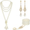 LUBINGSHINE 3pcs Pearl Jewelry Set 1920s Vintage Accessories for Women Long Multilayer Imitation Pearl Necklace Bracelet Dangly Earrings...