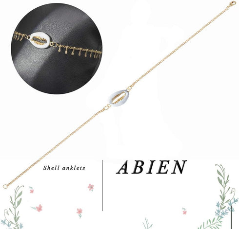 Boho Shell Pendant Anklet Bracelets Gold Tassel Ankle Bracelet Beach Foot Chain Jewelry for Women...