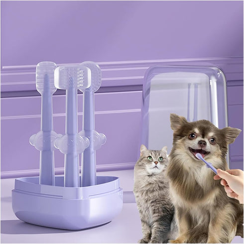 3PCS Cat Toothbrush Kit, Dog Toothbrush Kit, Pet Toothbrush Set for Cats and Dogs - Complete Oral Care with Soft Bristles - Ideal for Teeth Cleani...