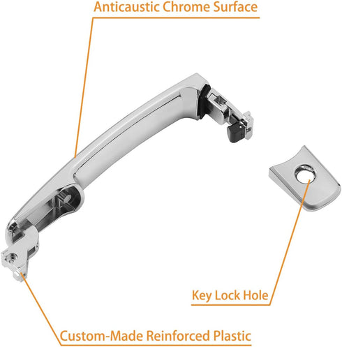 Exterior Chrome Door Handle Front Left Driver Side with Keyhole | Without Smart Key | for 2003-2008 Infiniti FX35 FX45, 2003-2007 Nissan Murano, 2...
