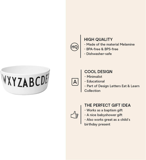 Design Letters 20201002BOWL Kids Alphabet Melamine Bowl for Salads, Pasta & Snacks...