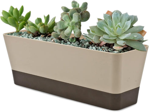 Window Box Planter Window Planter,Rectangle Flower Pot Plant Planter Flower Pots Plant Containers Succulent Cactus Window Box with Saucer,Small Su...
