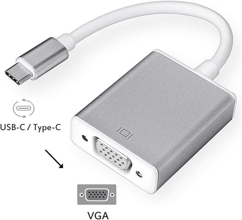 USB C to VGA Adapter, 1920x1200 Resolution, Plug & Play, Compatible with Mac OS, Windows, Chromebook, iPad Pro, Surface Book 2, HP Elitebook, Acer...