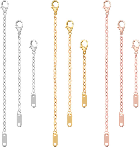 9Pcs Anklet Extender, Mabor Removable Necklace for Women Necklace Extenders Stainless Steel Jewelry Chain Extenders for Bracelet Necklace(Gold/Sil...