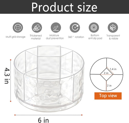 Hayder Makeup Organizer, 360° Rotating Makeup Brush Holder with 5 Slot for Vanity Countertop, Bathroom Organizers and Storage for Cosmetics Nail P...
