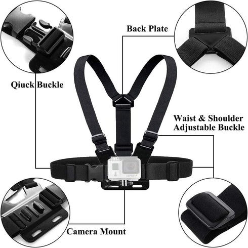 ASOCEA Action Camera Chest Mount Strap,Adjustable Vest Chest Harness Belt Compatible with Gopro Hero 13 12 11 10 9/AKASO EK7000/Brave 4/Brave 4 pr...