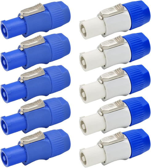 (5 Each) NAC3FCA & NAC3FCB PowerCON Cable Connector Replacement for Neutrik, blue & white...